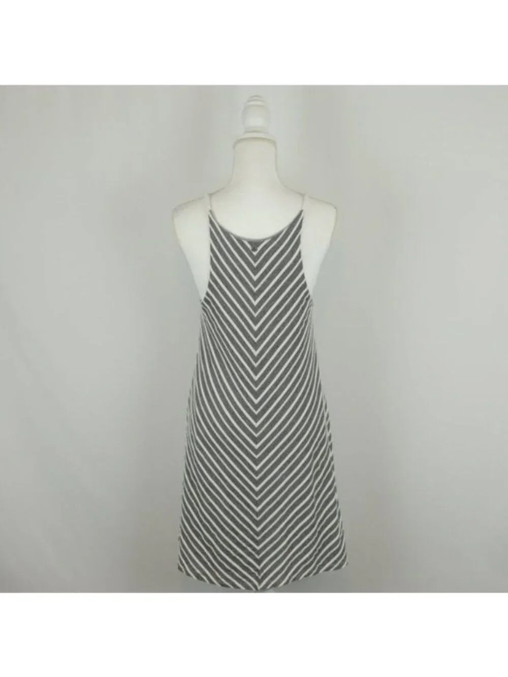 Prana Seacoast Women's Medium Gray & White Striped Cotton Racerback A-Line Dress
